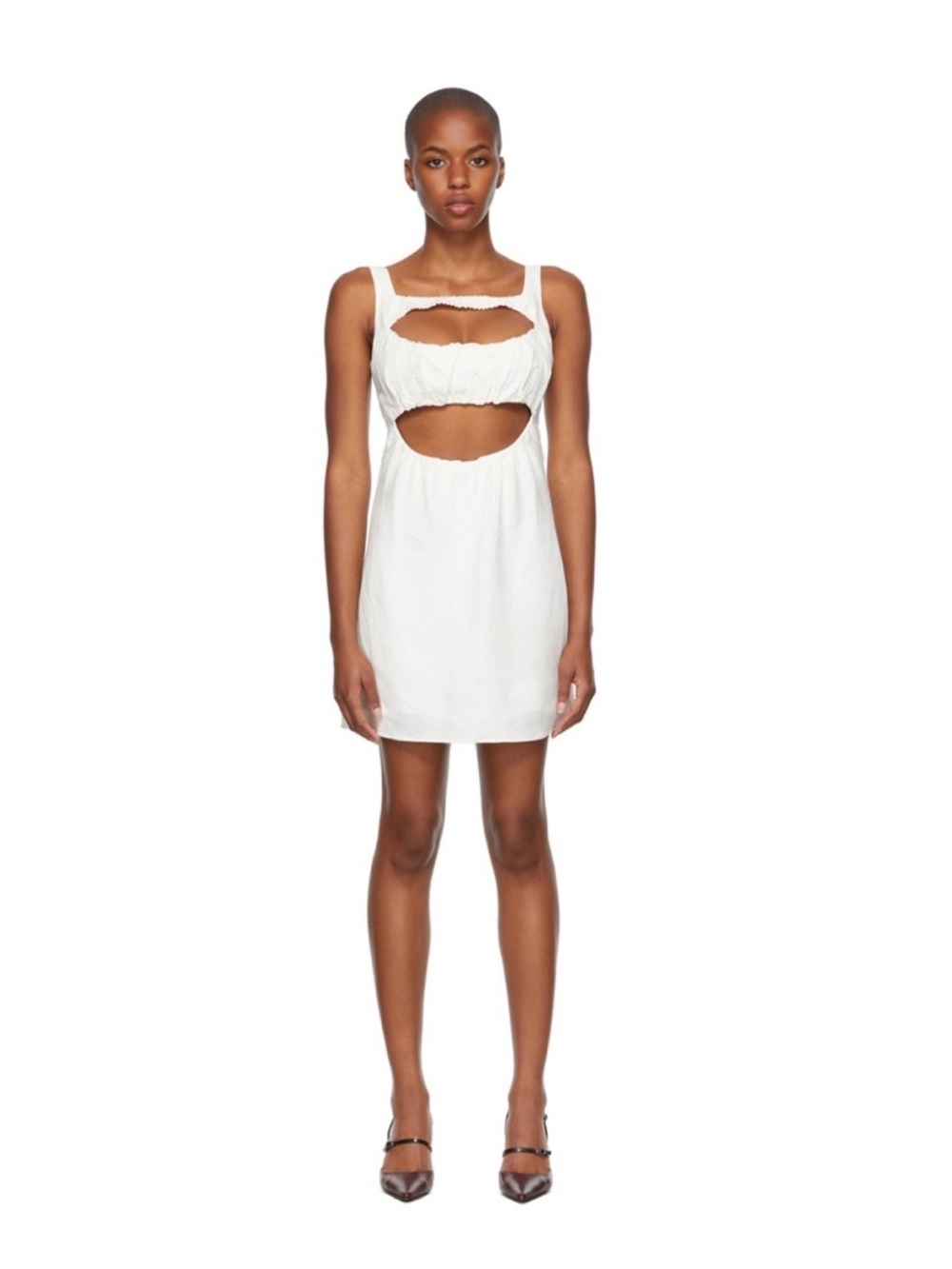 Danielle Guizio White Linen Cutout Mini Dress